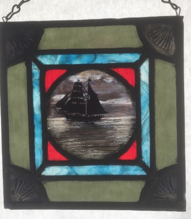 Nautical themed stained glass door panel/ window suncatcher.