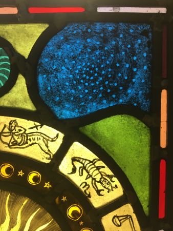 Astrology/Zodiac stained glass panel.