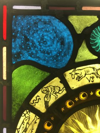 Astrology/Zodiac stained glass panel.